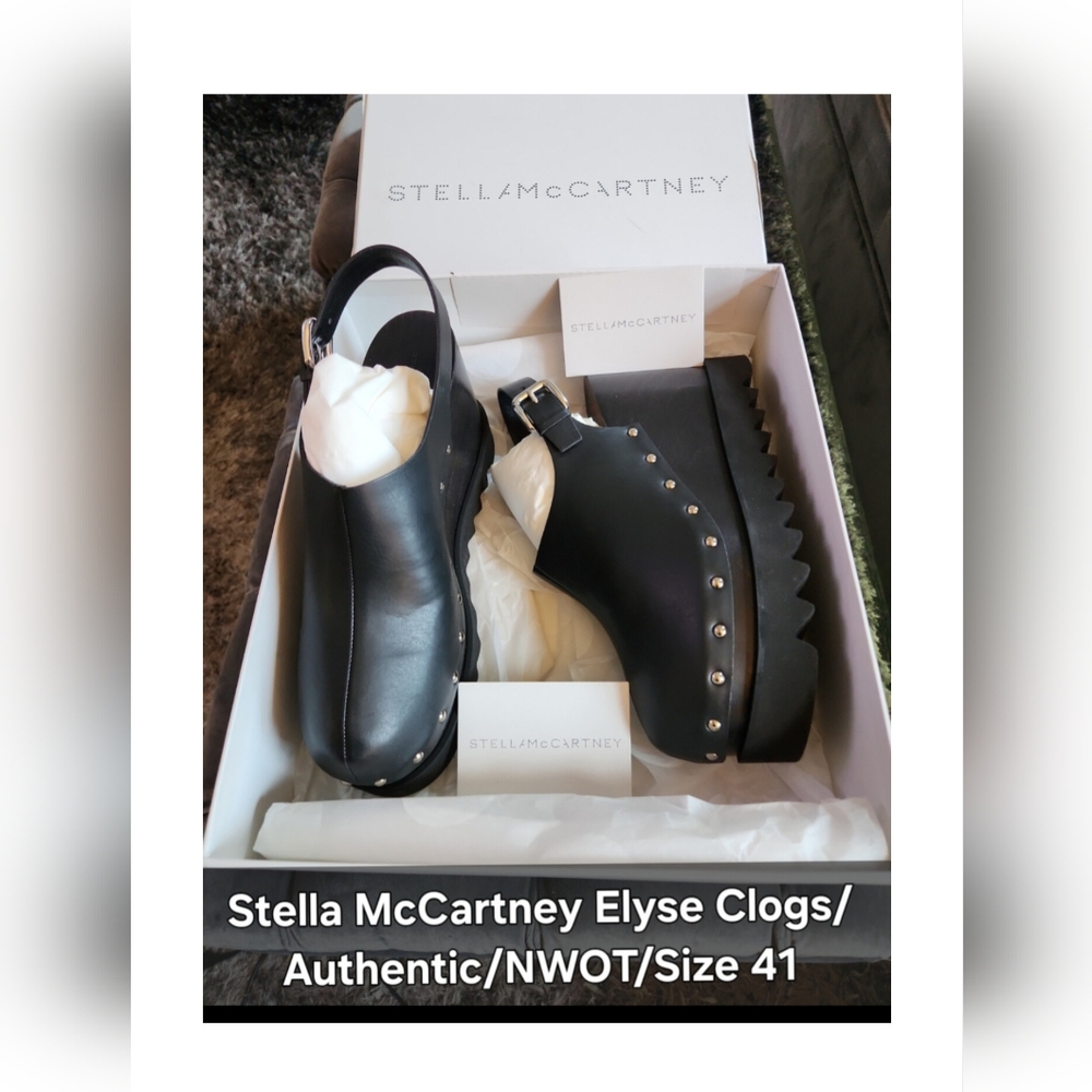 Stella McCartney Elyse Black Platform Clogs NWT